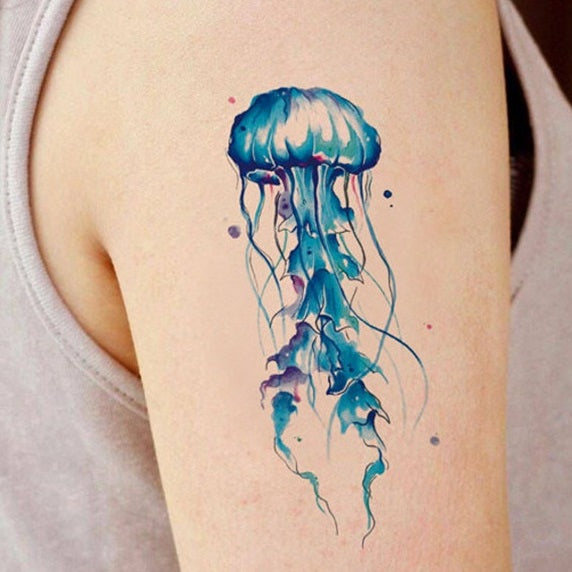 White Ink Glow-in-the-Dark Jelly Fish Temporary Tattoo