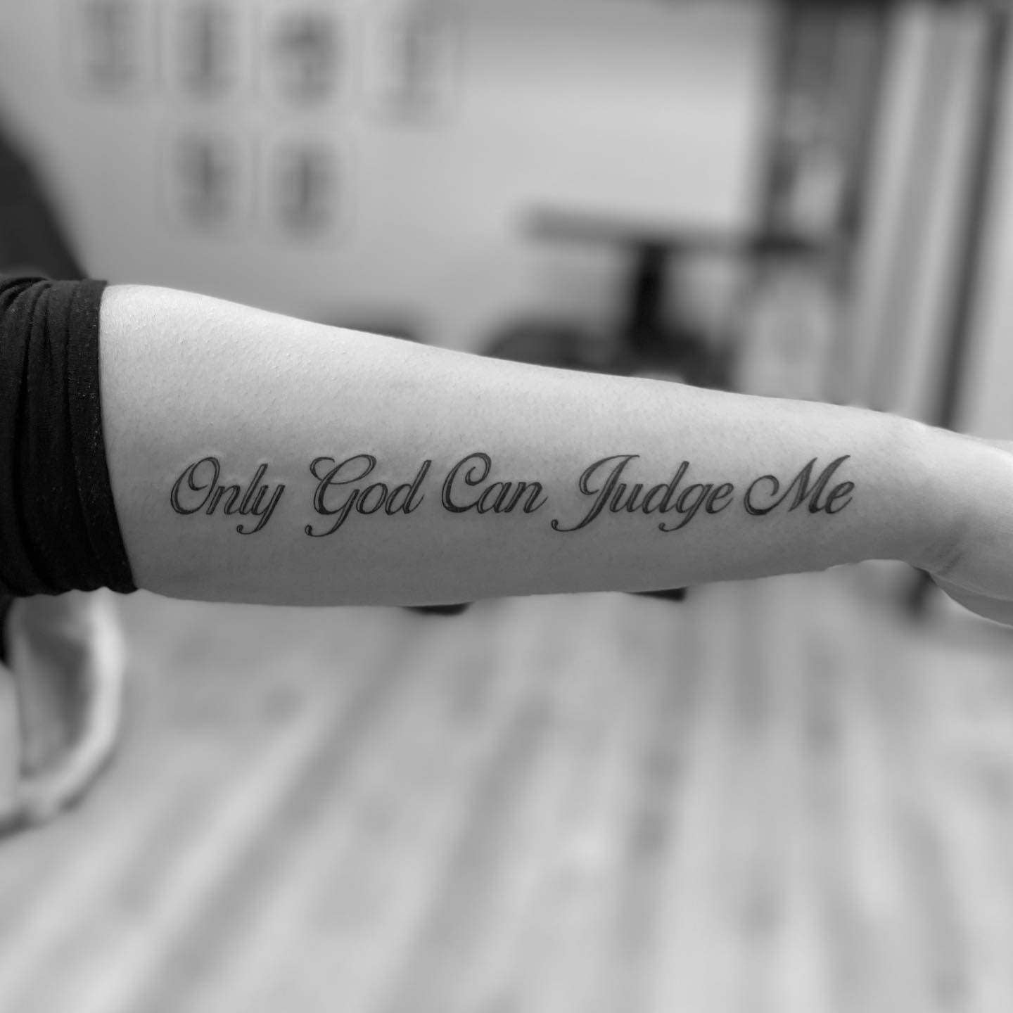 only god can judge me tattoo with cross