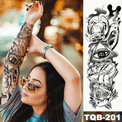 Full Sleeve Temporary Tattoo - Large Arm Sleeve Tattoo Black Maori Totem Waterproof Temporary Tatto Sticker Tribal Flame Body Art Full Fake Tatoo Women Men