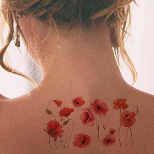 Poppy Flower Temporary Tattoos Nature Tattoos Set of 2 - Etsy