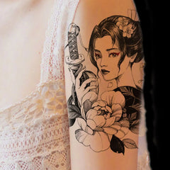 1 antique beauty flower arm tattoo sticker with a size of 12-19 cm