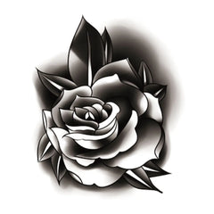 1 black flower rose tattoo sticker on arms, wrists, chest, size 12-19 cm