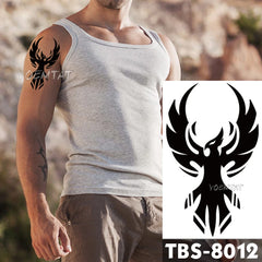 Realistic TemporaryTattoos, FakeTemporary Tattoos Black wings  Tattoo Sticker, Flame Wave Tribal Totem Tatoo  Arm Fake Tattoo Men