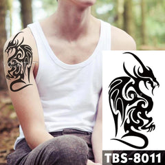 Realistic TemporaryTattoos, FakeTemporary Tattoos Black wings  Tattoo Sticker, Flame Wave Tribal Totem Tatoo  Arm Fake Tattoo Men