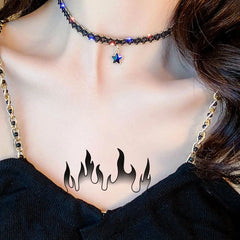 A small fresh black flame tattoo sticker with a size of 12-19 cm