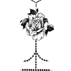 A small fresh black flower bracelet with a rose tattoo sticker, size 12-19 cm