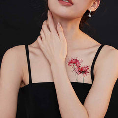 Beautiful Red Spider Lily Temporary Tattoo