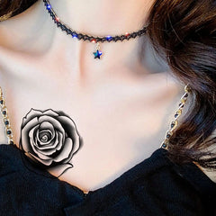 Black rose English alphabet flower tattoo sticker 1 size 12-19cm