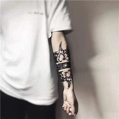 Black Forearm Armband Temporary Tattoo