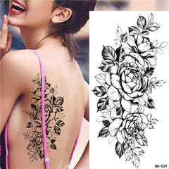 Black and White Flower Temporary Tattoos