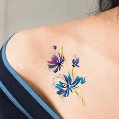 Blue Spider Lily Flower Tattoo