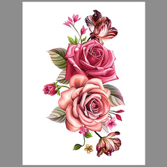 Colorful Rose Small Fresh Flower Tattoo Sticker 1 Sheet Size 12-19 cm