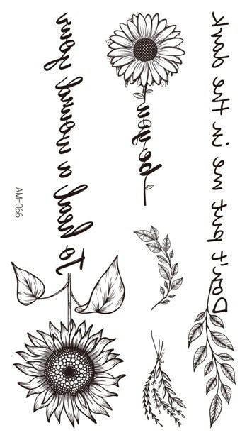 Daisy and Sunflower Quote Spine Tattoos