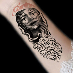 English alphabet mask beauty flower arm tattoo sticker 1 size 12-19cm