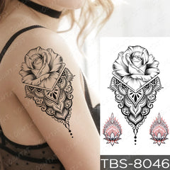 Realistic TemporaryTattoos, Flower Rose Peony Lace Skull  Tattoos Waterproof Temporary Tattoo Sticker,  Snake Leaf Tattoo Arm , Fake Tattoo for Women Men