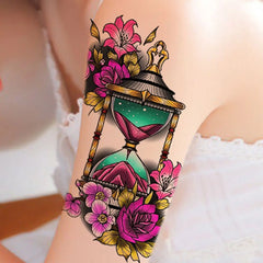 Flower arm female hourglass flower tattoo sticker 1 size 12-19 cm