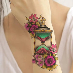 Flower arm female hourglass flower tattoo sticker 1 size 12-19 cm