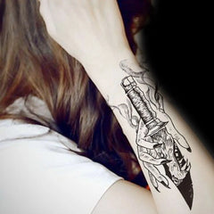 Flower arm wolf head arm tattoo sticker 1 size 12-19 cm