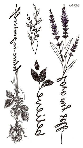 Flower and Fern Spine Tattoos
