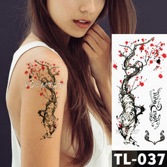 Flower Temporary Tattoos Fox Leopard Tattoo Stickers Body Art Waterproof Temporary Tattoos Line Phoenix Old School Style Watercolor Water Translated