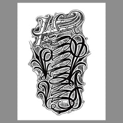 Gothic English alphabet Flower arm tattoo sticker 1 size 12-19cm