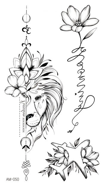 Half Lion Half Flower Spine Tattoos Half Lion Half Flower Spine Tattoos 