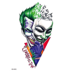 Joker Face and Mask Temporary Tattoo