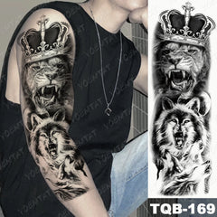 Full Sleeve Temporary Tattoo - Large Arm Sleeve Tattoo Bloody Tiger Dragon Waterproof Temporary Tatto Sticker Wolf Lion Body Art Full Fake Tatoo Women Men