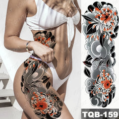 Full Sleeve Temporary Tattoo - Large Arm Sleeve Tattoo Japanese Geisha Samurai Waterproof Temporary Tatto Sticker Gun Waist Leg Body Art Full Fake Tatoo Women