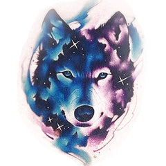 Male and female flower arm colored wolf head tattoo sticker 1 piece, size 12-19 cm
