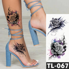 Flower Temporary Tattoos  Fake Tattoo flower Vine pattern Waterproof Temporary Tatoo Stickers for Women Men Body Art Black color Tattoos