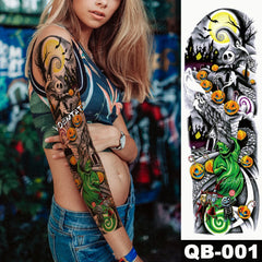 Full Sleeve Temporary Tattoo - New Temporary Tattoo Sticker Skull Rose Clock Tattoo With Arm Body Art Big Sleeve Large Fake Tattoo Sticker