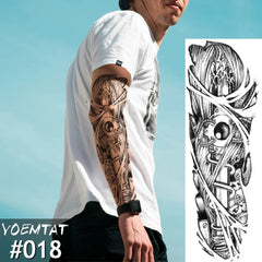 Full Sleeve Temporary Tattoo - New Temporary Tattoo Sticker mechanical Design Full Flower Tattoo with Arm Body Art Big Large Fake Tattoo Sticker