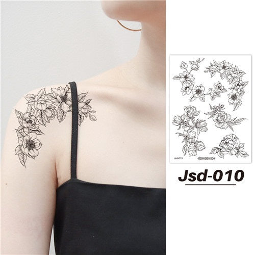Patchwork Flower Tattoos on Shoulder