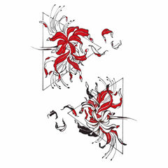 Triangle Red Spider Lily Temporary Tattoo