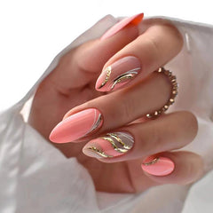 Coral Almond Press On Nails