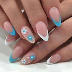 Flower Blossom Almond Press On Nails