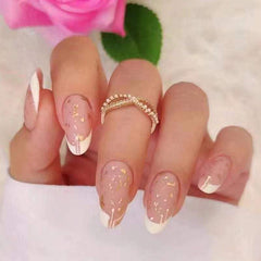 White French Tip Almond Press On Nails