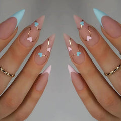 Pastel Heart Almond Press On Nails