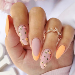 Cute Almond Press On Nails with Pastel French Tips