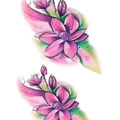 Small Fresh Cherry Blossom Colorful Flower Tattoo Sticker 1 Sheet Size 12-19 cm