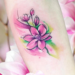 Small Fresh Cherry Blossom Colorful Flower Tattoo Sticker 1 Sheet Size 12-19 cm
