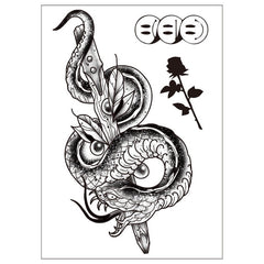Snake Dagger Rose Temporary Tattoo