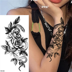 Snake and Flower Temporary Tattoos