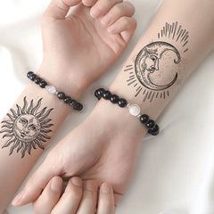 Sun Moon Tattoo Sticker 1 piece, size 12-19cm