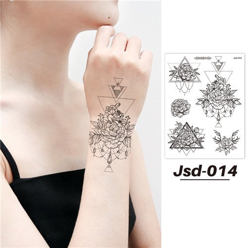 Triangle Flower Hand Tattoos 