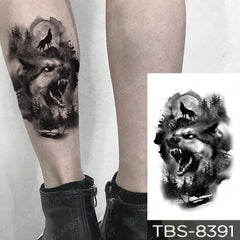 Realistic TemporaryTattoos, Waterproof Temporary Tattoo Sticker, Beast Animal Bear Wolf Lion Compass Tattoos Realistic Tattoo Arm Fake Tattoo Men Women