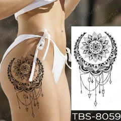 Realistic TemporaryTattoos, Waterproof Temporary Tattoo Sticker, Blue Rose Lace Mandala Henna  Tattoos Tiger Butterfly Tattoo Arm , Fake Tattoo for Women Men