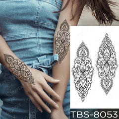 Realistic TemporaryTattoos, Waterproof Temporary Tattoo Sticker, Butterfly Blue Rose Peony  Tattoos Lace Henna Flower Tattoo Arm , Fake Tattoo for Women Men
