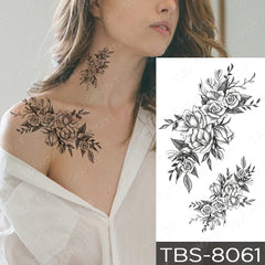 Realistic TemporaryTattoos, Waterproof Temporary Tattoo Sticker, Cross Skull Flowers  Tattoos Rose Peony Tattoo Arm Water Transfer , Fake Tattoo for Women